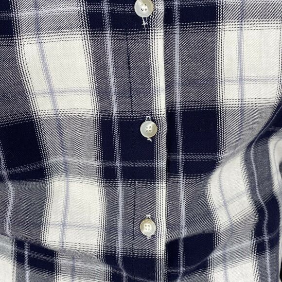 Luxe by Stylekeepers Autumn Break Top Blue Plaid Cold Shoulder Tie Shirt Size M - Picture 5 of 8